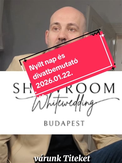 Menyasszonyként keresed az inspirációt, de eleged van a zsúfolt, nyomulós rendezvényekből? 📅 2026. január 22. | Budapest Egy stílusos, nyugodt esküvői nyílt napra hívunk, ahol: – két tervező divatbemutatóját is megnézheted (17:30) – kötetlenül ismerkedhetsz szolgáltatókkal – mini előadásokból gyűjthetsz hasznos tippeket – pezsgővel, falatkákkal várunk Nálunk nincs kötelező kör, nincs tukmálás – csak jó hangulat és inspiráció. 🕓 16:00–20:00 között bármikor jöhetsz, akár 1–2 órára is. 🎟️ Ingyen