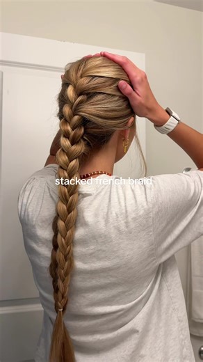 DAY 9 !!! Been seeing this stacked french braid all over my Pinterest feed and wanted to try it 🤩 #hairtok #hairinspo #longhair #braidedhair #frenchbraid #hairtutorial #easyhairstyles #simplehairtutorial #braidstyles #easyhairtutorials #longhairstyles #hairgoals