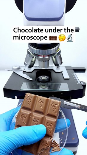 Magnified View of Chocolate Under a Microscope
