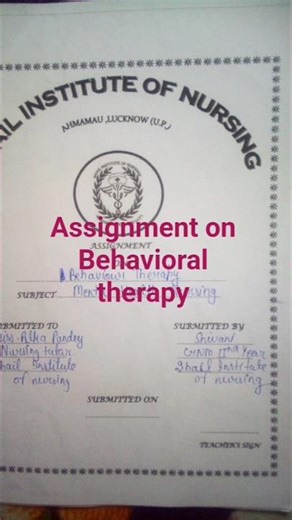 Behavioral Therapy Explained in Hindi | Nursing & Psychology Assignment #gnm #nursing 🩺