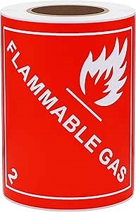 Hybsk 100pcs Flammable Liquid Warning Labels Class 3 Hazard Self Adhesive Stickers 4 x 4 Inch Warning Glossy Paper Labels (Class 2)