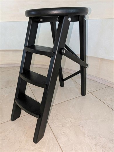 Folding 3-step Kitchen Chair, Wooden Step Stool Ladder, Multi-functional Library Stool, Rustic Wooden Stepladder, Farmhouse Home Decor. - Etsy