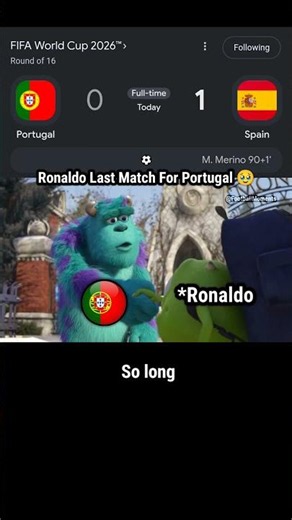 Ronaldo Last World Cup Match For Portugal 🥹 | Portugal 0 1 Spain #fifaworldcup2026