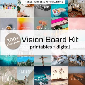 Printable Vision Board Kit | Vision Board | Vision Board Kit | 300  Vision Board Elements | Editable Canva Template | Printable and Digital - Etsy