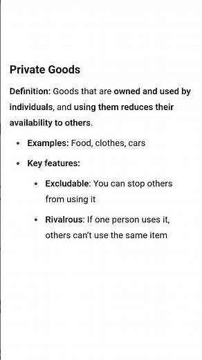 What are Private goods. easy definition of private goods