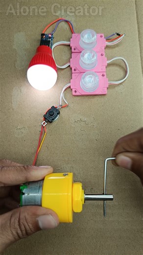 How I Powered a DC Bulb & LED Light Using a Metal Gear Motor | #TechProject #lifehacks #dcmotor