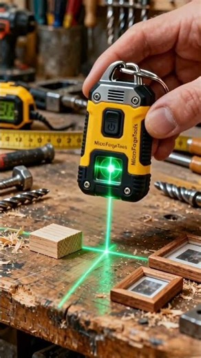 Tiny Laser Level 💚 World’s Smallest Alignment Tool #shorts