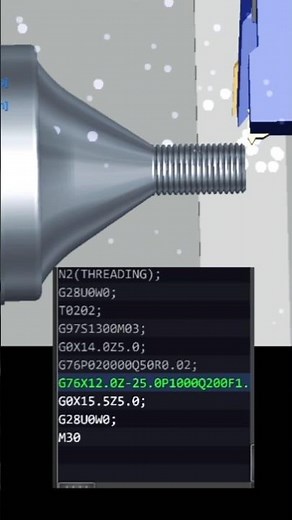 CNC Lathe Thread Cutting & Taper Turning | G76 Threading Program Simulation