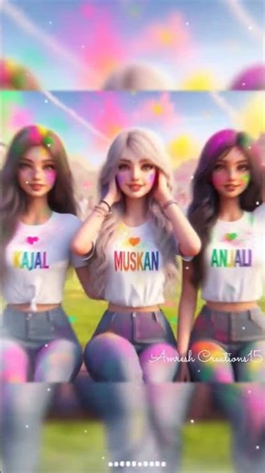 3 best friend girl holi status | holi new status video | jigari dost saath holi #youtubeshorts