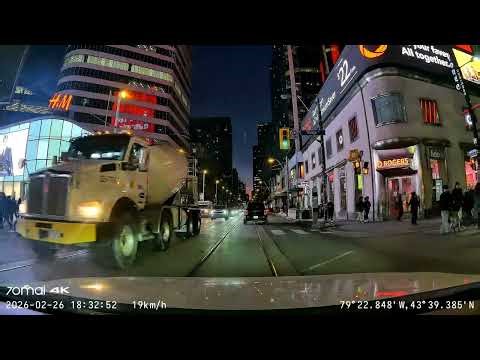 DOWNTOWN TORONTO DRIVE AT NIGHT