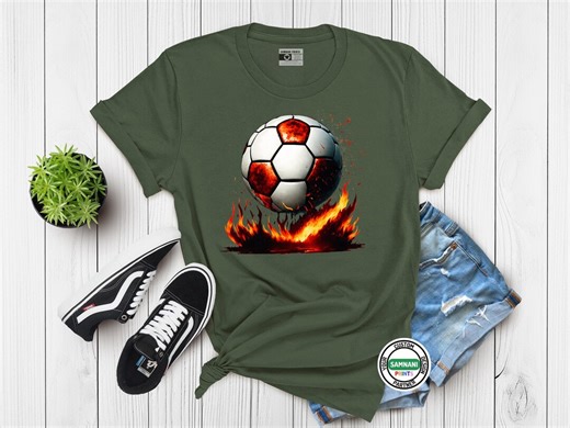 Flaming Soccer Ball Graphic T-shirt, Fiery Football Art Tee for Players, Fans, and Sports Lovers - Etsy
