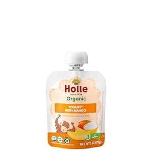 Holle Baby Yogurt Pouches, Mango, 10 Pack | Organic, Drinkable Pouches for Kids & Babies 8 Months & Up, Shelf Stable, Non-GMO, 0 Sugar Added