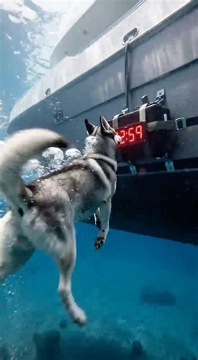 Brave Husky saves a yacht from disaster! 🐶⚓ #husky #doghero #rescue #yacht #shorts #viralvideo