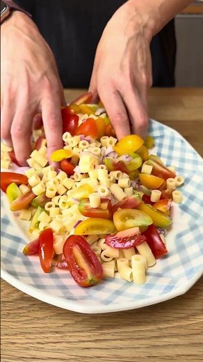 An ultra-fresh pasta salad with an incredible raspberry vinaigrette