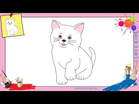 Dessin chat 3 - Comment dessiner un chat FACILEMENT etape par etape pour ENFANTS