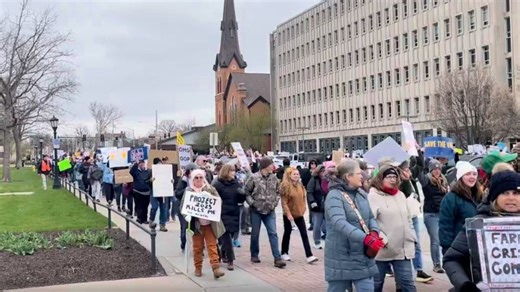 Watch protesters rally through downtown Iowa City in 'Hands Off' anti-Trump protest