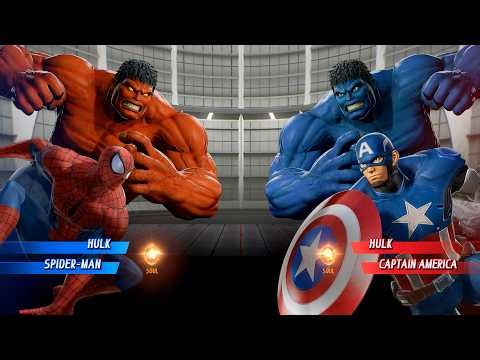 Blue Hulk & Captain America VS Red Hulk & Red Spiderman - Marvel vs Capcom Infinite