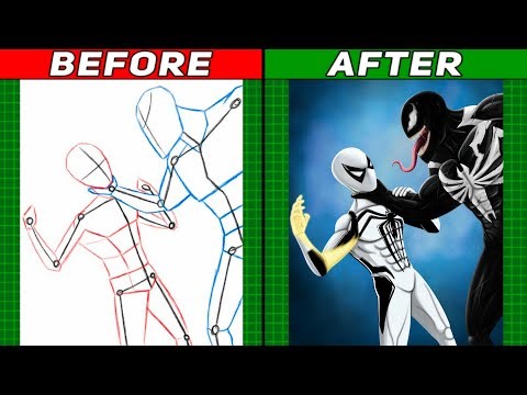SPIDER-MAN and VENOM - Drawing Timelapse || Anti Venom from Spider Man 2