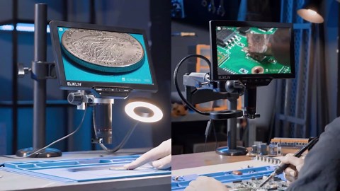 Amazon.com : Elikliv 3D Microscope with Magnetic Dual Lens, EM3K-3D 3K HDMI Digital Soldering Microscope, 7" Coin Inspection, Flex Arm with Ring Light, Electronics Repair Mat, 64GB Card Included : Electronics