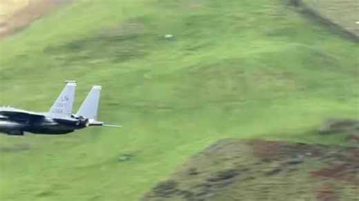 F-15E Eagle from the 494th fighter squadron at RAF Lakenheath on a low level sortie through the Mach Loop in Wales this week :: nice to see the Lady Liberty speed brake is still there. #machloop #F15 #f15eagle | Mark Lynham Photography