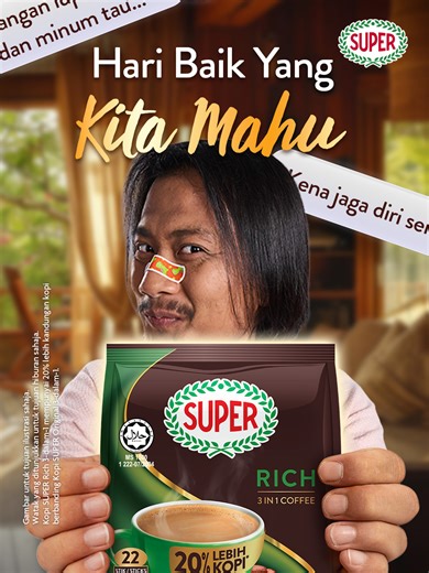 Rasa macam dah tak ada mood?​ Asyik dapat mesej encouraging, tapi dalam hati…mood tetap low.​ Macam tak ada semangat nak hadap kerja? 😮‍💨​ It’s okay. Kita teruskan je dengan Kopi SUPER™ RICH 💪🏻​ Padu, kaw, dengan aroma wangi bangat 🤤​ Patutlah jadi pilihan Aisyah 😉☕​ Nak try Kopi SUPER™? Jom beli kat link in bio! 🛒​​​ #SUPERMalaysia #KopiSUPER