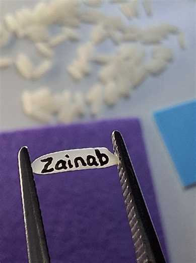 Replying to @zainabkhotoo Zainab ♥️ #zainab #nameart✍🏻❤️🥰 #writingonrice #namesonrice