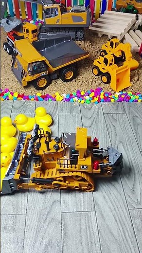 Bulldozer vs Giant Rubber Ducky Army! 🚜🐥 #Shorts