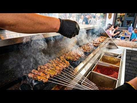 Real Chinese BBQ Skewers! Sizzling Charcoal Shaokao | StreetFood Cam