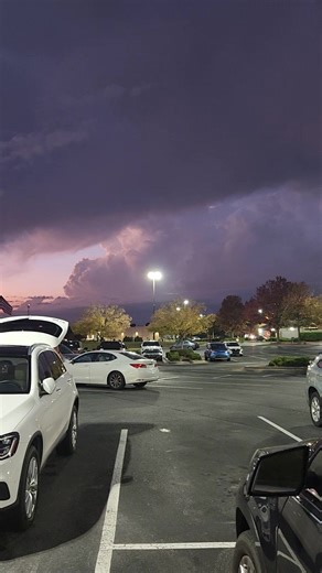 Storms and sunsets… proof that beauty can live right beside chaos. God’s work is beyond words. 🧡💜💛🌩🌅 | Aimee Davis Armstrong