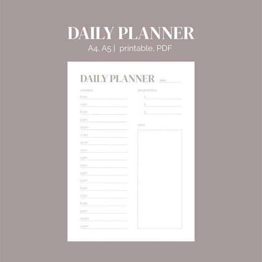 Daily Schedule Printable A4 & A5 | Minimal Time Blocking Planner PDF - Etsy