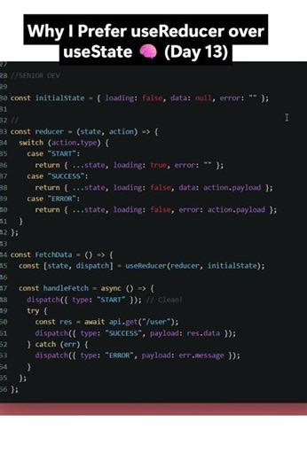 Why I Prefer useReducer over useState 🧠 (Day 13) #coding #frontend #react #viral #python