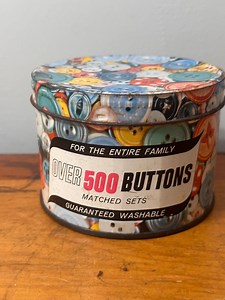 Vintage 1950 Button Tin Tea Holder Storage Kitchen Sewing - Etsy