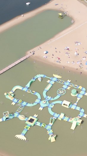 Experience childlike fun at Lake Arvesta in South Haven. Their massive inflatable obstacle course will bring you back to days spent on playgrounds. Only this time it is atop water! . . . . . #waterpark #obstaclecourse #inflatables #wipeout #summerfun #swmichigan #southhaven | Visit Southwest Michigan