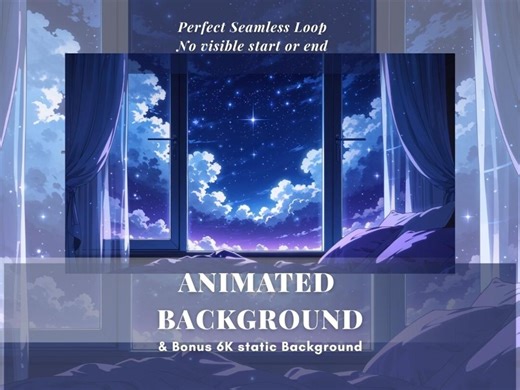 Animated Background Anime Night Sky Window View Loop 60FPS HD Shooting Stars Starry Sky Clouds for Stream Youtube Twitch Zoom Vtuber - Etsy