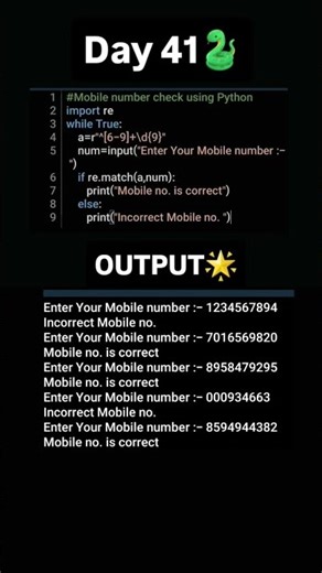 Day 41 of Python Basics🌟🐍#shorts #viral #trending #python #pythonprogramming #pythontricks #coding