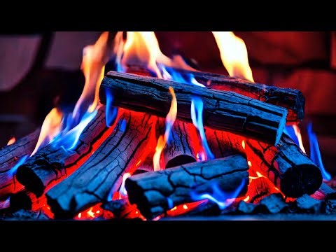 Dramatic Blue–Orange Fire Over Red-Glowing Wood for a Cozy, Mesmerizing Fireplace for Relaxing