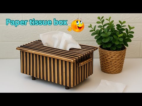 DIY Luxury Tissue Box Cover from Paper | Black & Gold Striped Craft