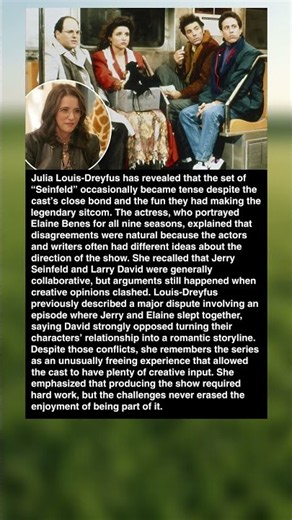 Julia Louis-Dreyfus Opens Up About Behind-the-Scenes Tension and Arguments on ‘Seinfeld’ #shorts