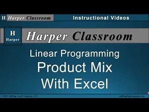 LP Product Mix using Excel Solver | Dr. Harper's Classroom