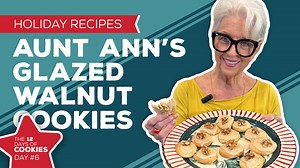 On the 6th day of Christmas cookies, Vicki sent to me her fabulous Aunt Ann's Glazed Walnut Cookies recipe: https://www.pauladeen.com/recipe/aunt-anns-glazed-walnut-cookies/ | Paula Deen