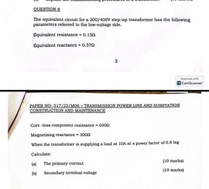 QUESTION 8The equivalent circuit for a 200/400V step-up transf... | Filo