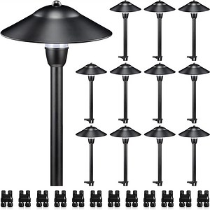 SUNVIE LED Low Voltage Landscape Pathway Light 3W 3000K for Yard Garden Walkway, 12 Pack