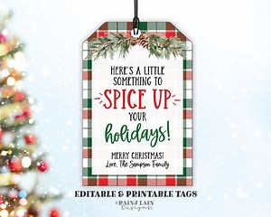Editable Spice up Your Holiday Gift Tag Template, Christmas Seasonings Label, Neighbor, Dip Mix, White Elephant Gift, Secret Santa Exchange - Etsy