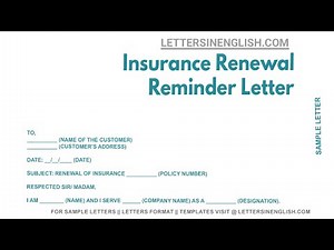 Insurance Renewal Reminder Letter - Sample Letter Reminding for Renewal of Insurance