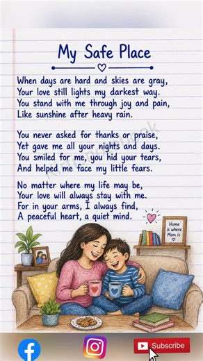 English Poem on My Mother| Mothers day special poem| My Safe Place|kirtisnotebook