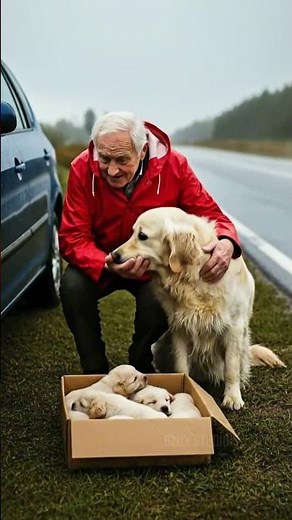 Kind Man Stops In The Rain To Rescue Abandoned Dog And Her Puppies