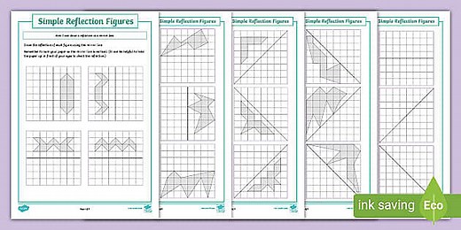 Geometry: Complete Simple Symmetric Figures Worksheets