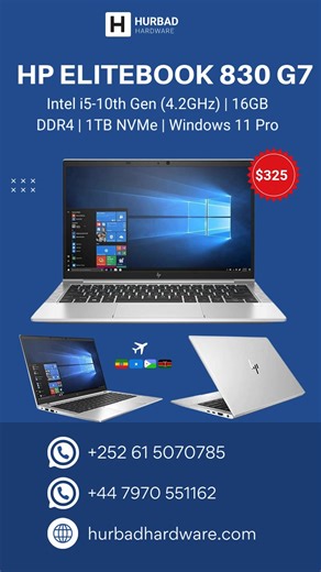 HP EliteBook 830 G7 – Intel i5-10th Gen (4.2GHz), 16GB DDR4, 1TB NVMe, Fingerprint, Backlit Keyboard, Windows 11 Pro Hadda Dalbo: https://hurbadhardware.com/product/hp-elitebook-830-g7-intel-i5-10th-gen-4-2ghz-16gb-ddr4-1tb-nvme-fingerprint-backlit-keyboard-windows-11-pro/ 📱WhatsApp: https://wa.me/447970551162 🚚 waxaa hadda delivery loo samayn karaa ardeyda ama macaamiisha joogta wadamada geeska Africa sida Somalia, Djibouti, kenya iyo Ethiopia Qiimaha $325 | Hurbad Institute of Technology
