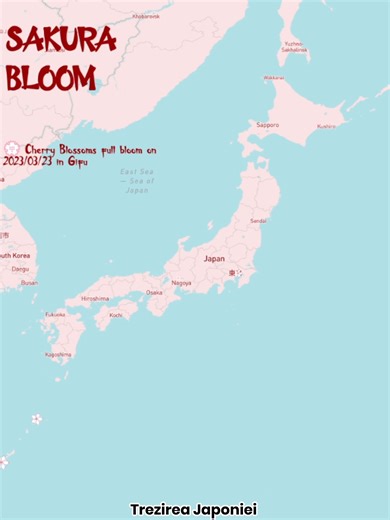 Ziua 31. Sakura Bloom 🌸 Uneori vizualizarea nu e despre profunzime analitică, ci despre timing și mișcare. Progresia înfloririi cireșilor în Japonia: primăvara avansează de la sud la nord, modelată de latitudine și climat. Un tipar intuitiv, rar văzut pe hartă. Date: Japanese Cherry Blossom dataset (Kaggle) Hartă: Mapbox OpenStreetMap Animație: GSAP Provocarea: echilibrul. Mișcare fluidă, fără a încărca vizualizarea. https://maptheclouds.com/playground/30-day-map-challenge-2023/sakura-bloom/ #1