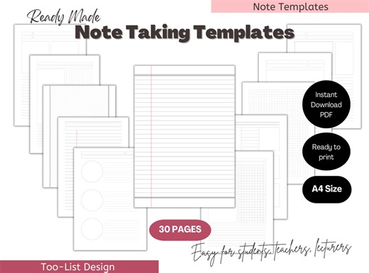 Digital Note Taking Templates Cornell Notes, Meeting Agenda PDF - Etsy